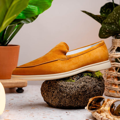 16 - 621 - Cgn Livorno Sueded Italian Goatskin Loafer Cognac Sale by Zelli Italia – Don't Panic Shoes