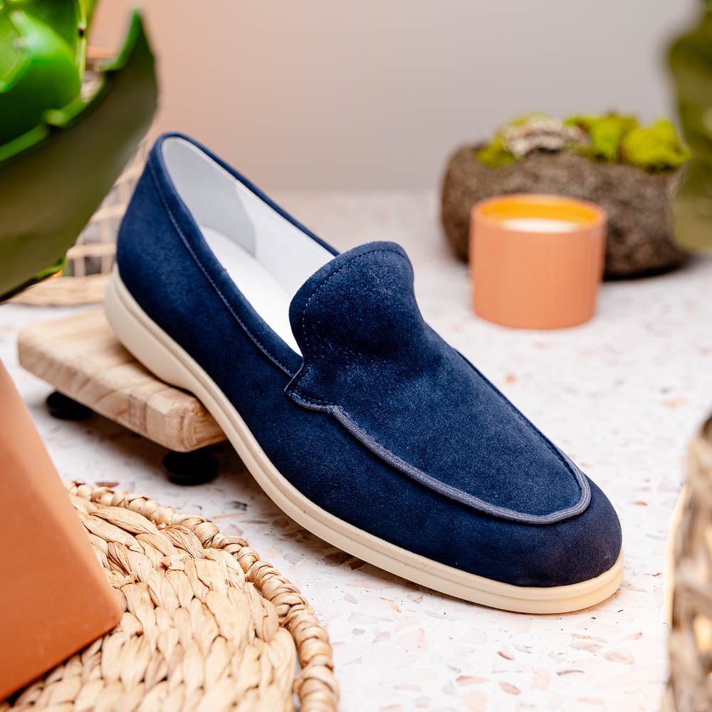 16 - 621 - Nvy Livorno Sueded Italian Goatskin Loafer Navy Shop by Zelli Italia – Don't Panic Shoes