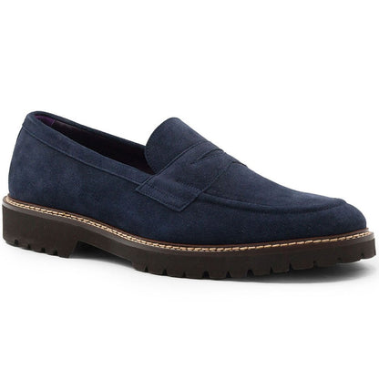 16 - 657 - Nvy Roma Italian Suede Penny Loafers Navy Shop by Zelli Italia – Don't Panic Shoes