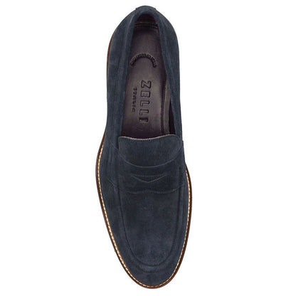 16 - 657 - Nvy Roma Italian Suede Penny Loafers Navy Shop by Zelli Italia – Don't Panic Shoes