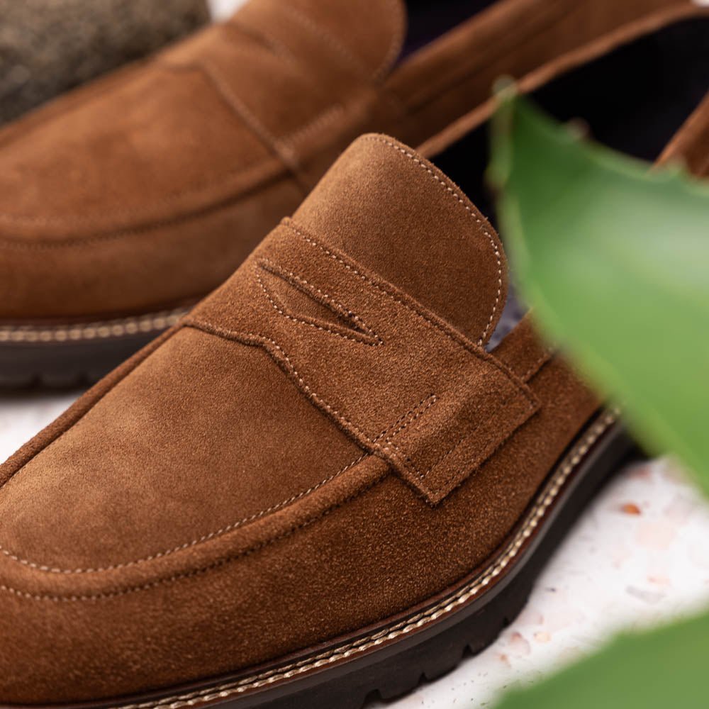 16 - 657 - Tob Roma Italian Suede Penny Loafers Tobacco Shop by Zelli Italia – Don't Panic Shoes