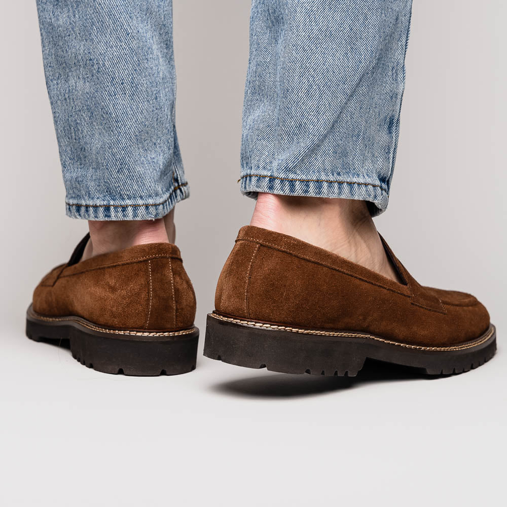 16 - 657 - Tob Roma Italian Suede Penny Loafers Tobacco Shop by Zelli Italia – Don't Panic Shoes
