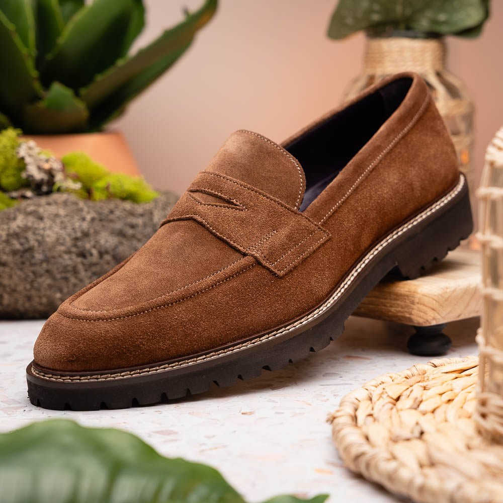 16 - 657 - Tob Roma Italian Suede Penny Loafers Tobacco Shop by Zelli Italia – Don't Panic Shoes