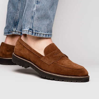 16 - 657 - Tob Roma Italian Suede Penny Loafers Tobacco Shop by Zelli Italia – Don't Panic Shoes