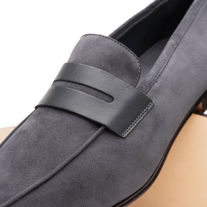 16 - 672 - Gry Tippa Suede And Calfskin Penny Loafers Grey Sale by Zelli Italia – Don't Panic Shoes