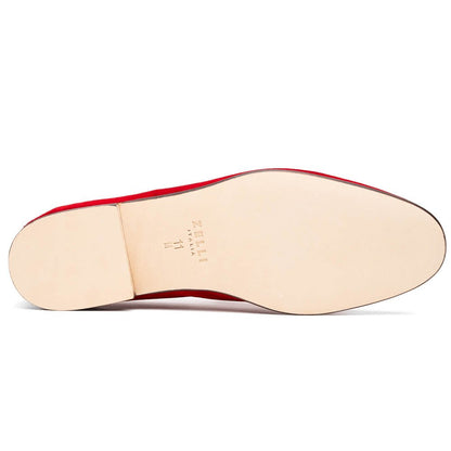 16 - 672 - Red Tippa Suede And Calfskin Penny Loafers Red Shop by Zelli Italia – Don't Panic Shoes