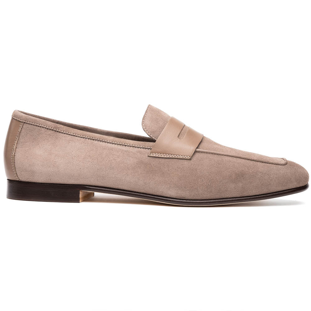 16 - 672 - Tpe Tippa Suede And Calfskin Penny Loafers Taupe Shop by Zelli Italia – Don't Panic Shoes