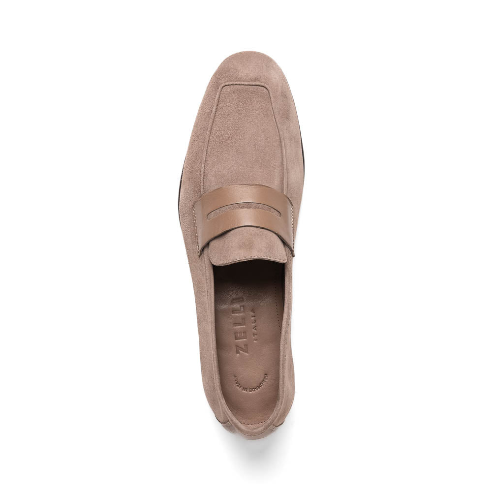 16 - 672 - Tpe Tippa Suede And Calfskin Penny Loafers Taupe Shop by Zelli Italia – Don't Panic Shoes
