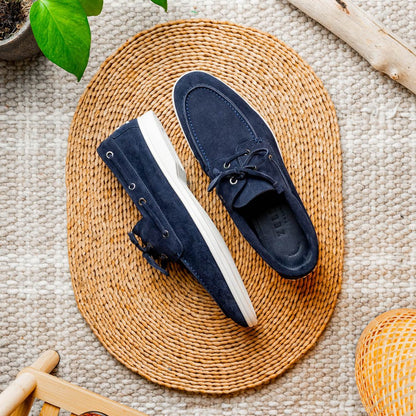 16 - 675 - Nvy Venice Italian Sueded Goatskin Boat Shoes, Navy Shop by Zelli Italia – Don't Panic Shoes
