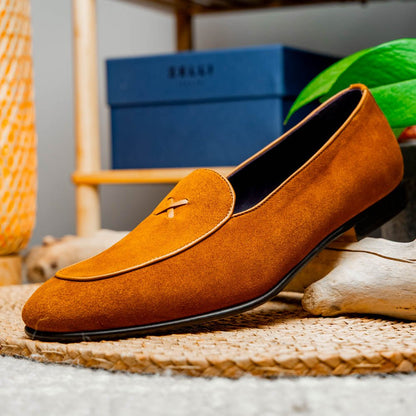 16 - 681 - Cgn X Italian Sueded Goatskin Loafer, Cognac Shop by Zelli Italia – Don't Panic Shoes