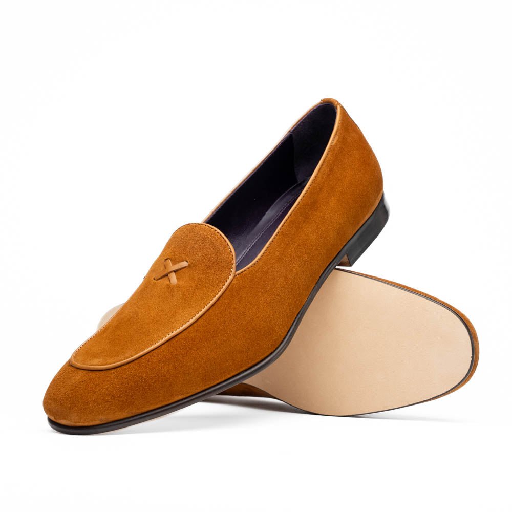 16 - 681 - Cgn X Italian Sueded Goatskin Loafer, Cognac Shop by Zelli Italia – Don't Panic Shoes