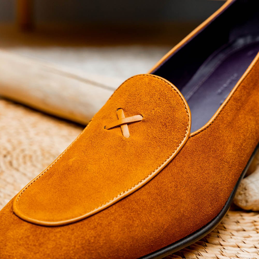 16 - 681 - Cgn X Italian Sueded Goatskin Loafer, Cognac Shop by Zelli Italia – Don't Panic Shoes