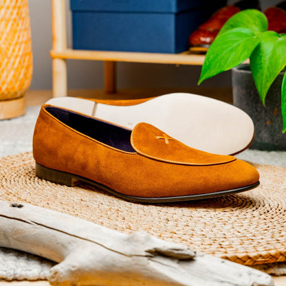 16 - 681 - Cgn X Italian Sueded Goatskin Loafer, Cognac Shop by Zelli Italia – Don't Panic Shoes