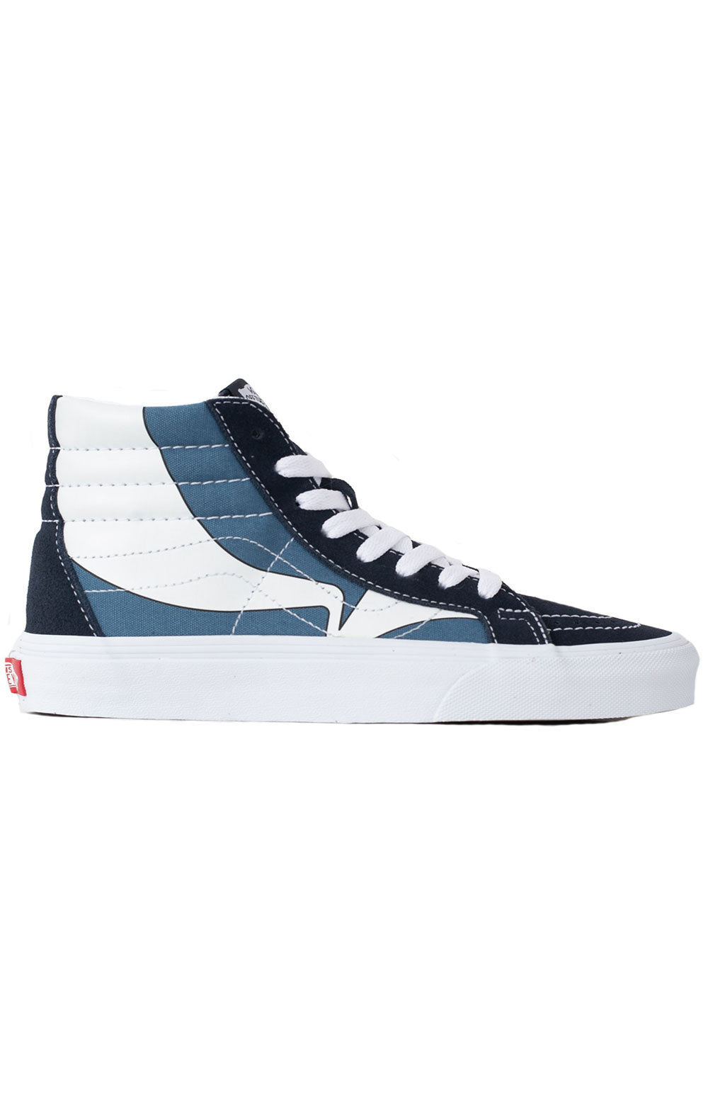 (U3D21Q) Warp SK8-Hi Reissue Shoes - Parisian Night: High-top canvas sneakers in deep blue with white laces and signature logo on the side