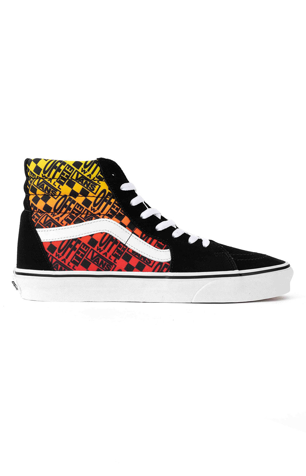 Logo Flame Sk8-Hi Shoes in Black and True White with fiery design