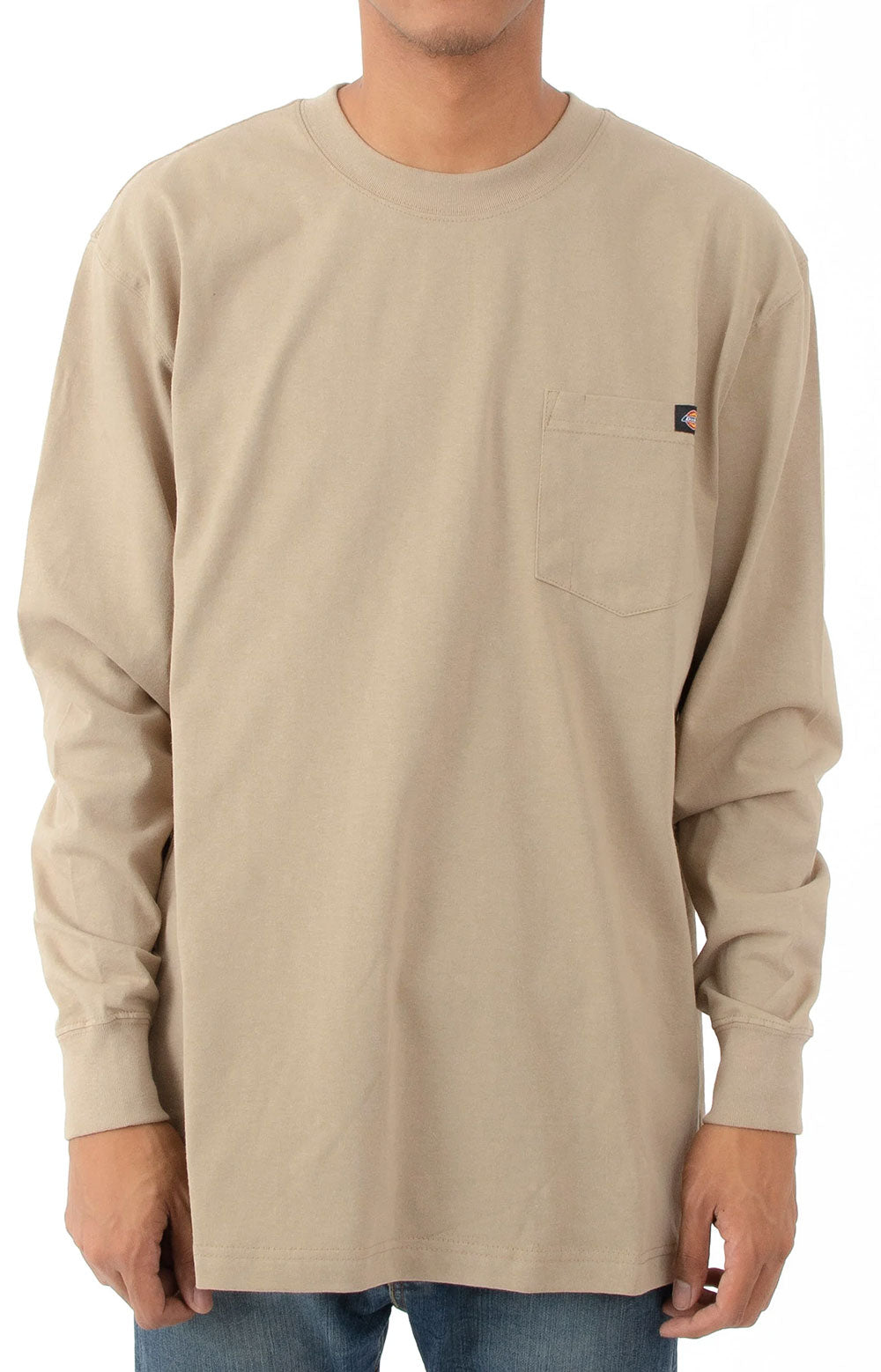 Long sleeve heavyweight crew neck shirt in desert sand color