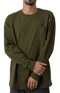 Thumbnail for Men's long sleeve heavyweight crew neck shirt in military green