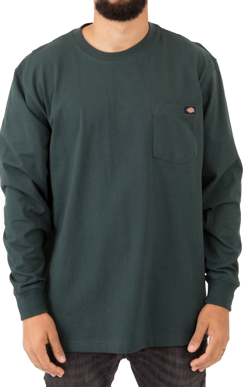 (WL450GH) Long Sleeve Heavyweight Crew Neck Shirt in Hunter Green, perfect for outdoor activities and casual wear