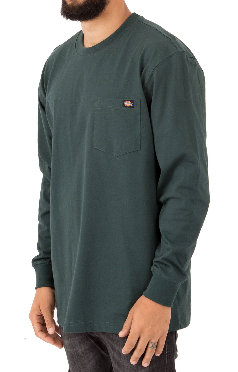 High-quality, durable (WL450GH) Long Sleeve Heavyweight Crew Neck Shirt in Hunter Green, suitable for cold weather and everyday use