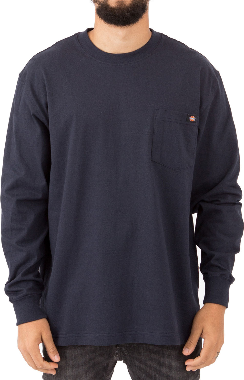 Long sleeve heavyweight crew neck shirt in dark navy color 