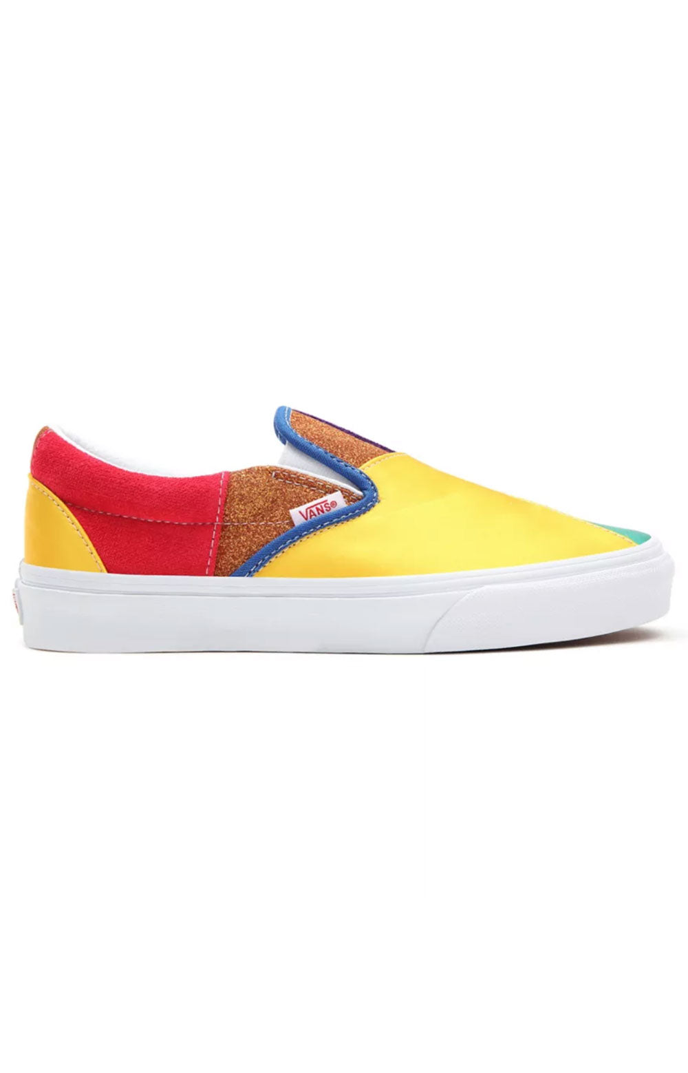 (3TB44B) Pride Classic Slip-On Shoes - Patchwork: A colorful and vibrant pair of slip-on shoes with patchwork design