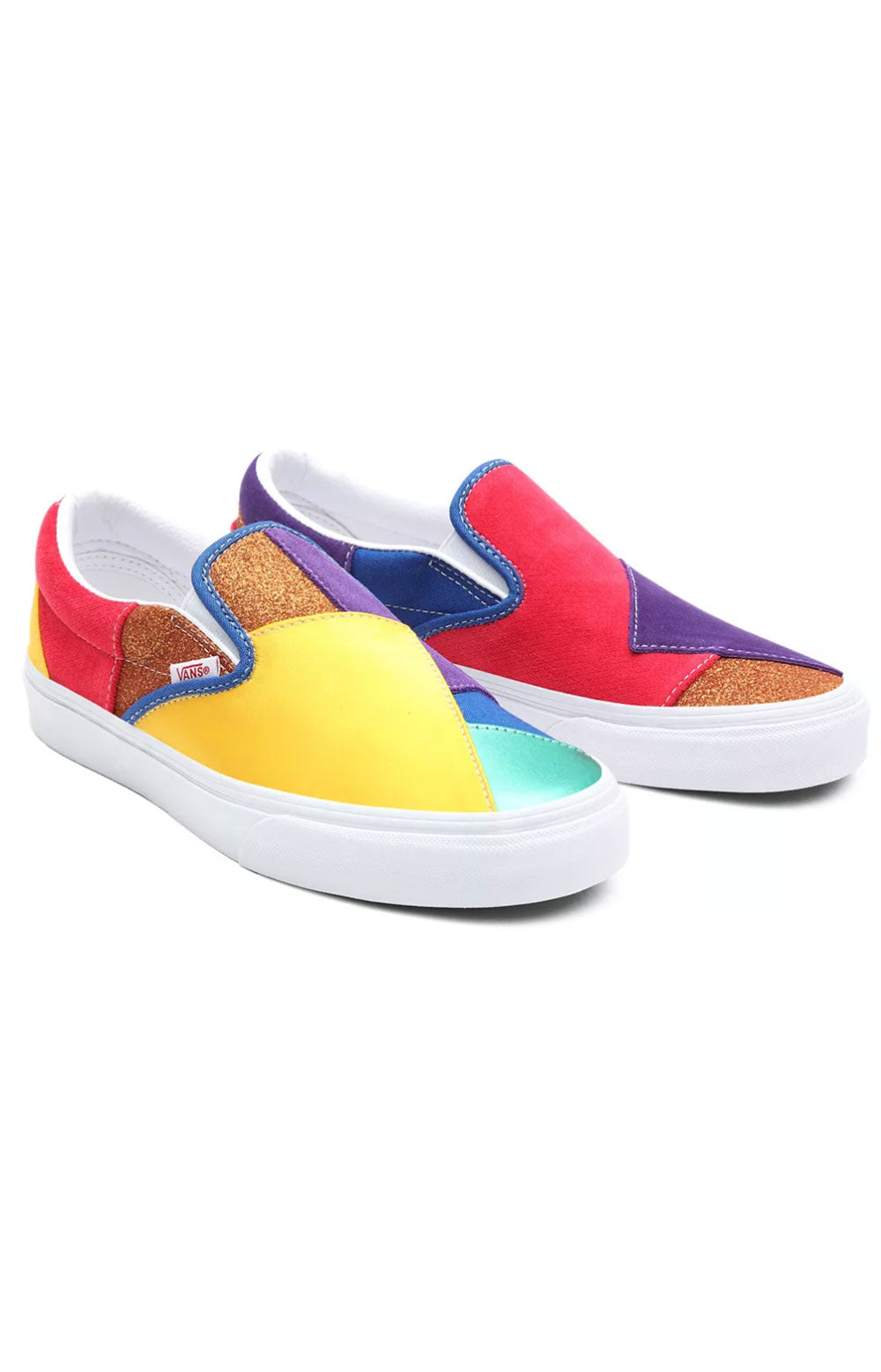 Colorful patchwork slip-on shoes for men with Pride Classic style