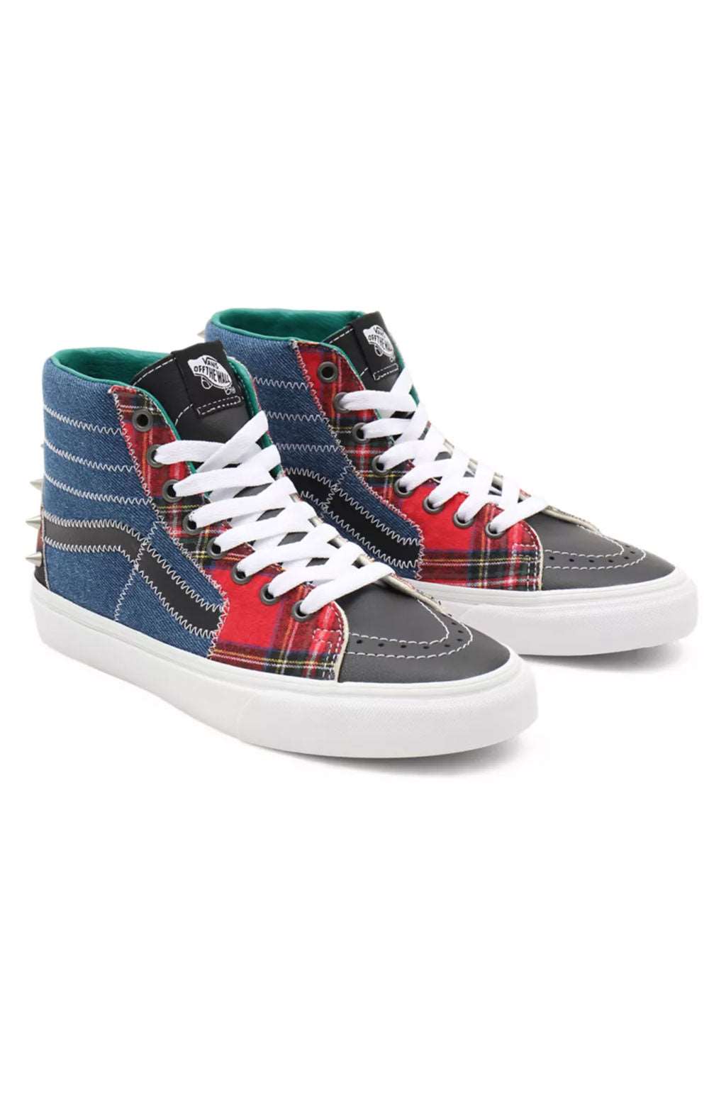 2QG9GB Tartan Daze Sk8-Hi Shoes featuring colorful plaid design on classic skater high-tops