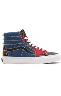 Thumbnail for Tartan Daze Sk8-Hi Shoes in Multi with red, black, and white plaid pattern on high-top sneakers