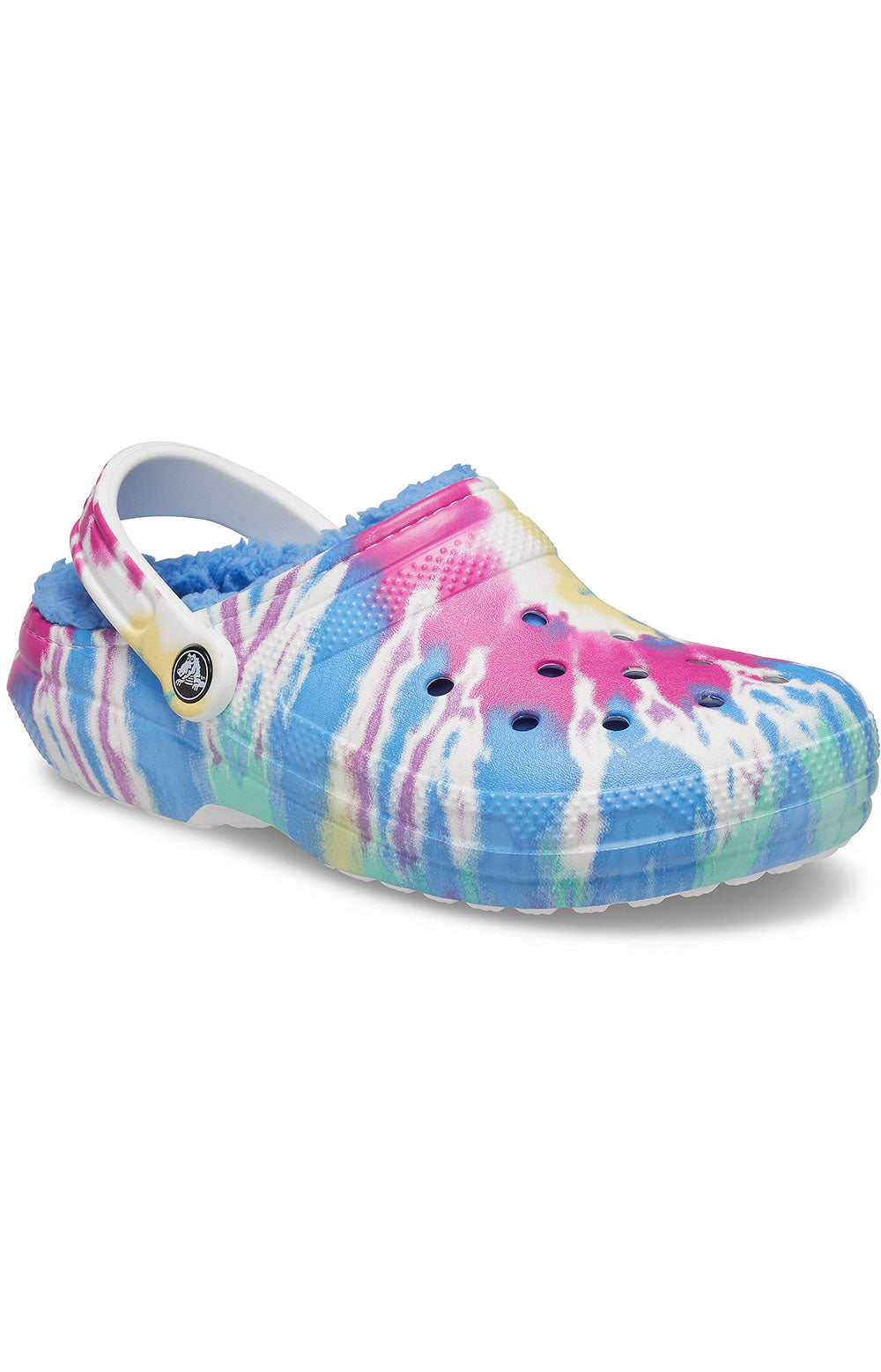 Classic Lined Tie-Dye Clogs in Powder Blue and Multi colors, perfect for stylish and comfortable footwear for all-day wear