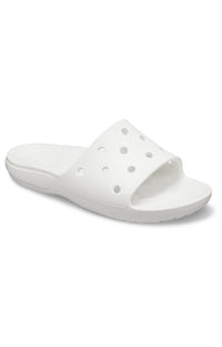 Thumbnail for White Classic Crocs Slides with comfortable slip-on design, perfect for summer