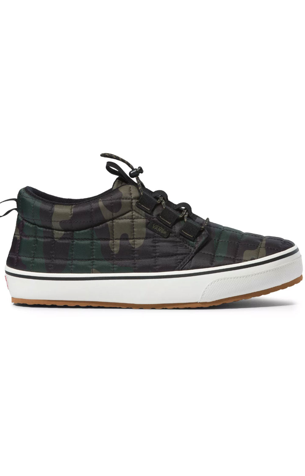 (KQW8KC) Nylon Chukka Slip-Er - Woodland Camo footwear on a wooden floor