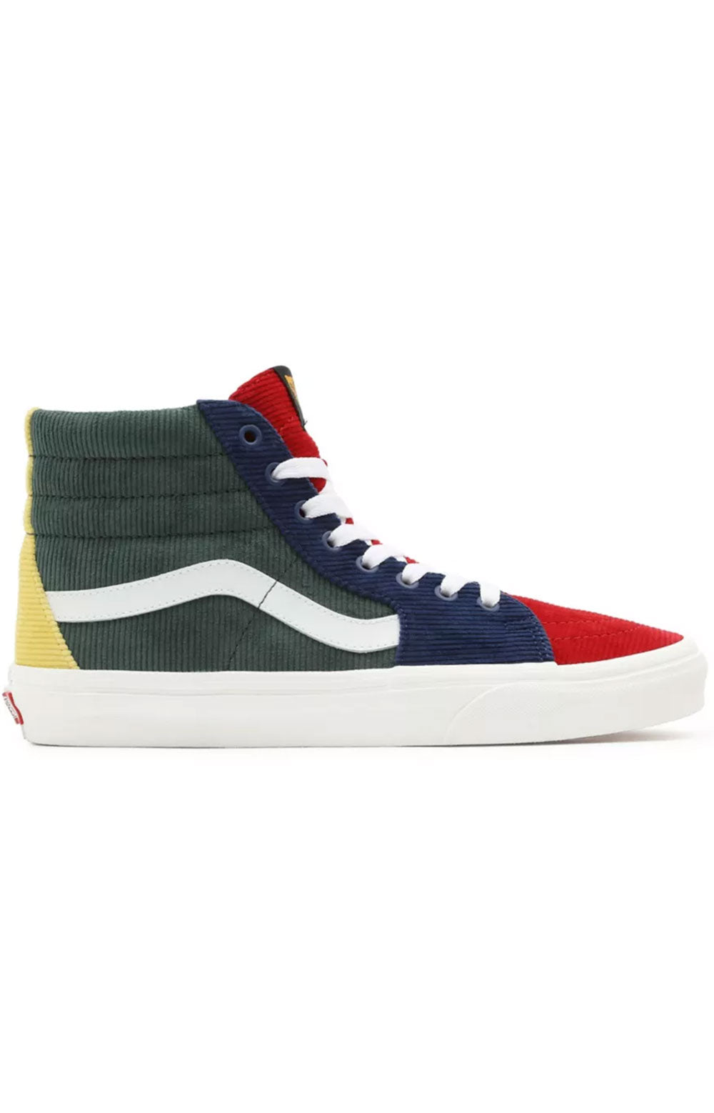 (KRH94M) Mixed Corduroy Sk8-Hi Shoes in multi-colors with white laces and rubber soles