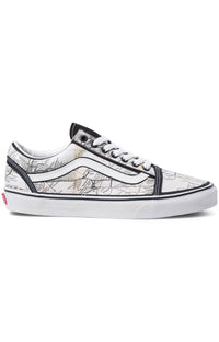 Thumbnail for (KRF94H) Moca Old Skool Shoes - Frances Stark/Map designed sneakers with artistic graphic print