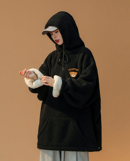 Niepce Women's Furry Teddy Bear Hoodie