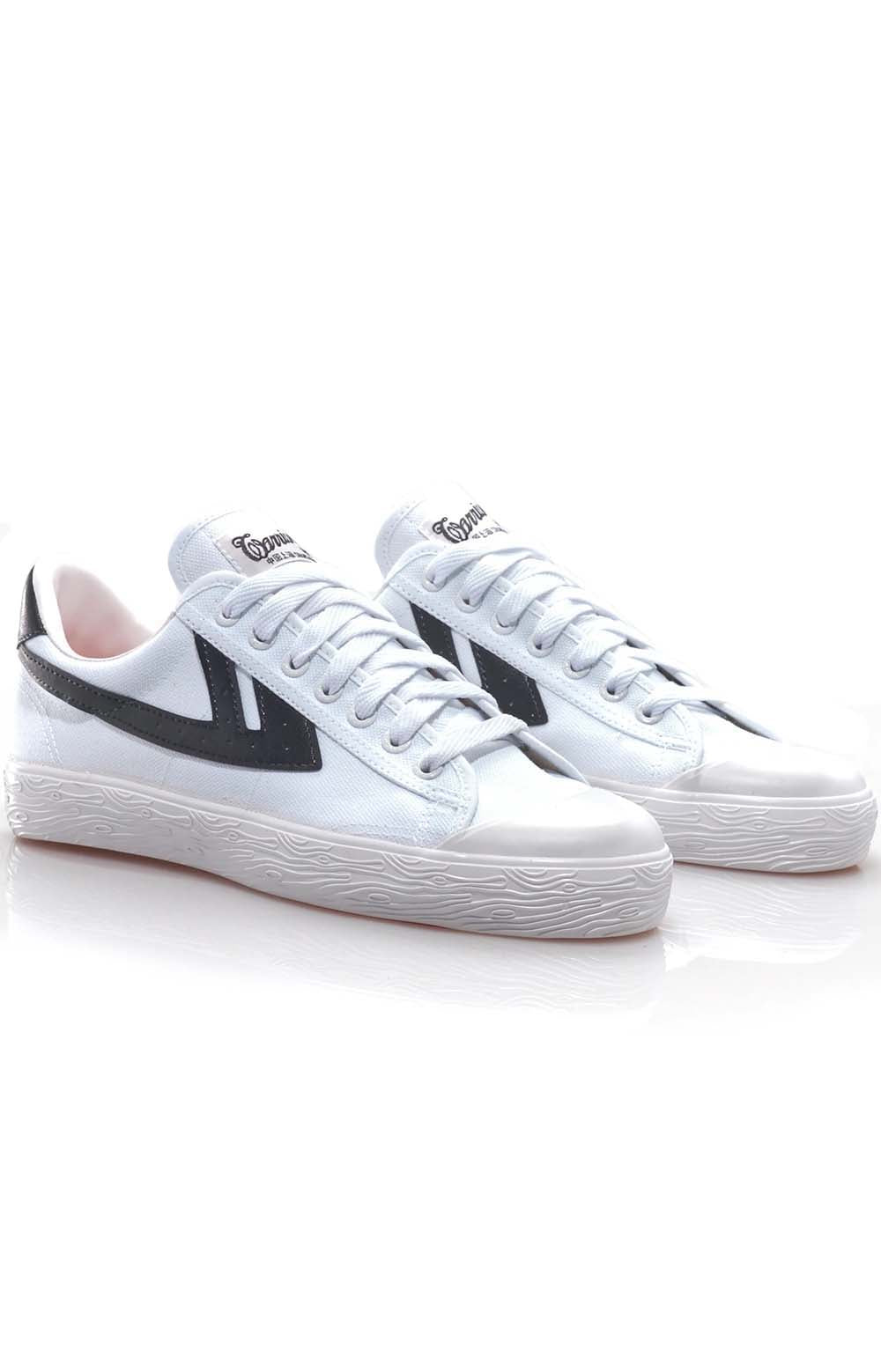 High-quality athletic sneakers in white and black color scheme, WB-1 model