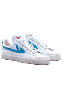 Thumbnail for Close-up image of the stylish WB-1 Shoes, featuring a modern design in white and blue hues, ideal for sports, workouts, and everyday fashion, with breathable mesh material and secure lace-up closure