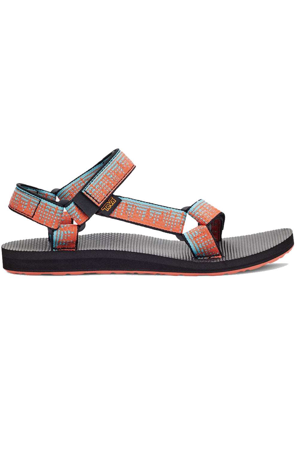 Alt text: Original Universal Sandals in Atmosphere Carrot/Blue Mirage colorway, versatile and comfortable footwear for outdoor activities and casual wear