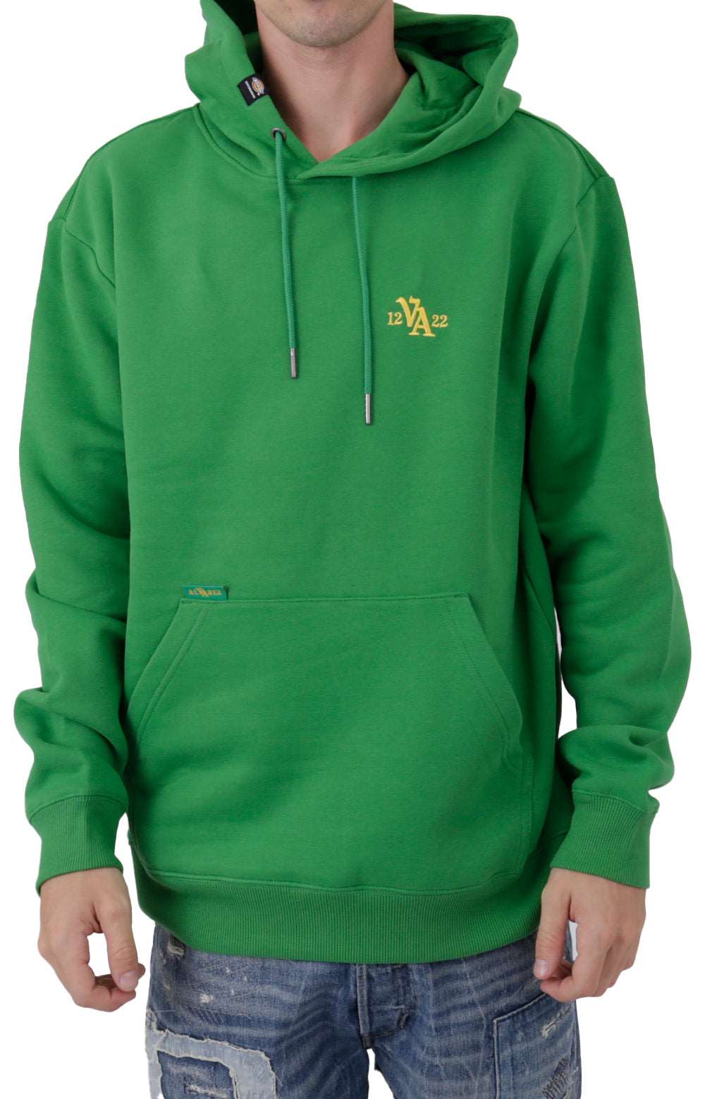 TWV01GF Vincent Graphic Fleece Pullover Hoodie in Green Leaf color, showcasing comfortable and stylish green leaf patterned hoodie for men