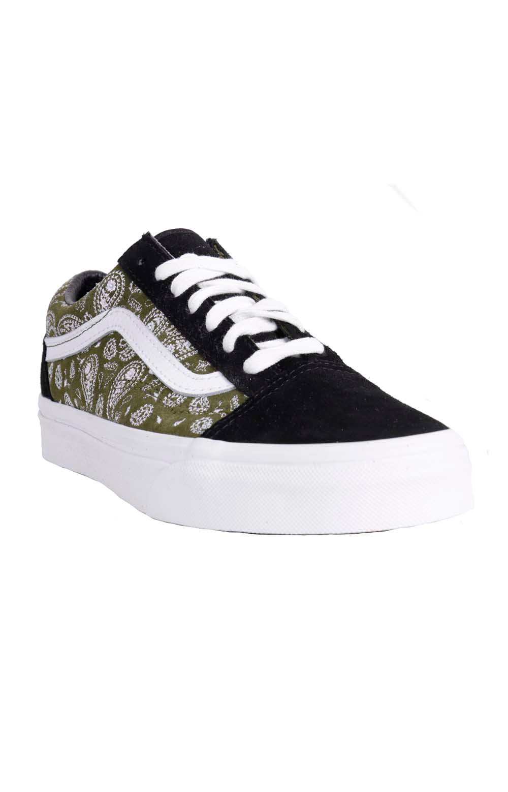 JMIBKO Paisley Suede Old Skool Shoes - Black/Olive, side view