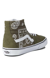 Thumbnail for Fashionable and trendy high-top sneakers in grape leaf color with intricate paisley print