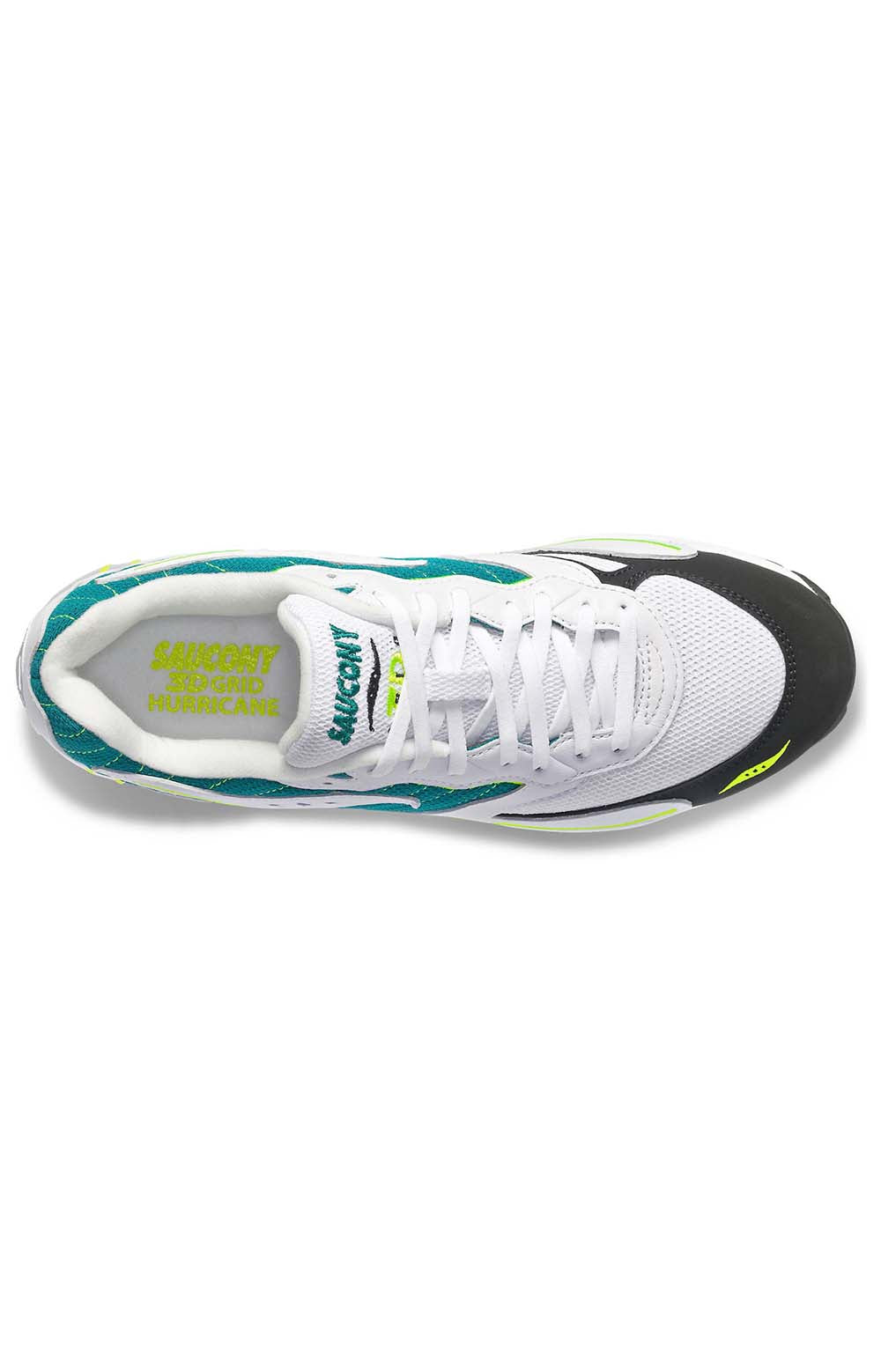  Side view of the white and green 3D Grid Hurricane Shoes for men 