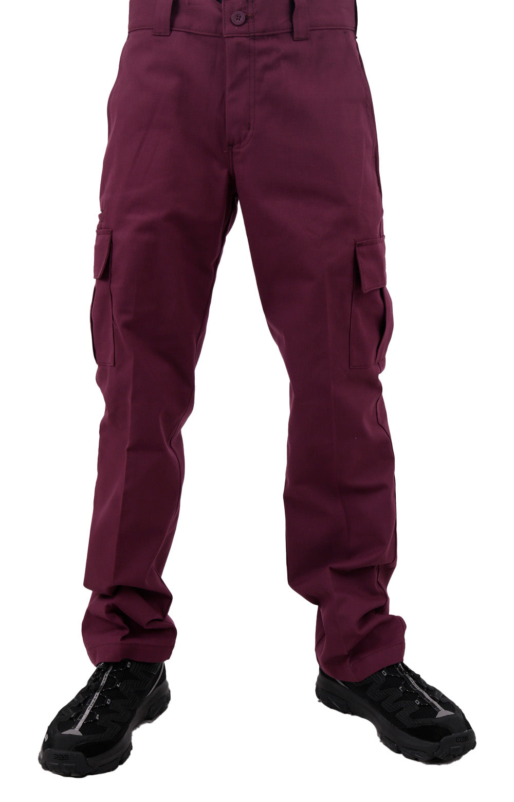 (WPR11CSW) Contrast Twill Cargo Pant in Wine with Contrast Stitching