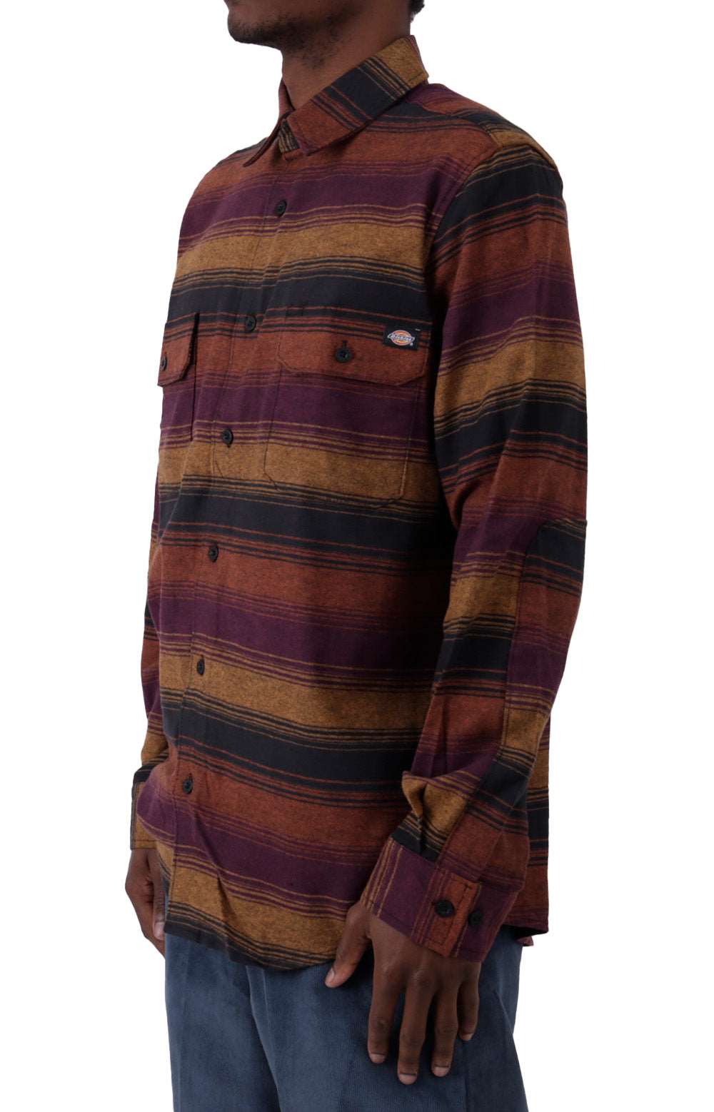 Men's Flex Regular Flannel Shirt in Wine Blanket Stripe, a comfortable and versatile option for casual wear