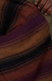 Thumbnail for Versatile men's flannel shirt in wine color with blanket stripe