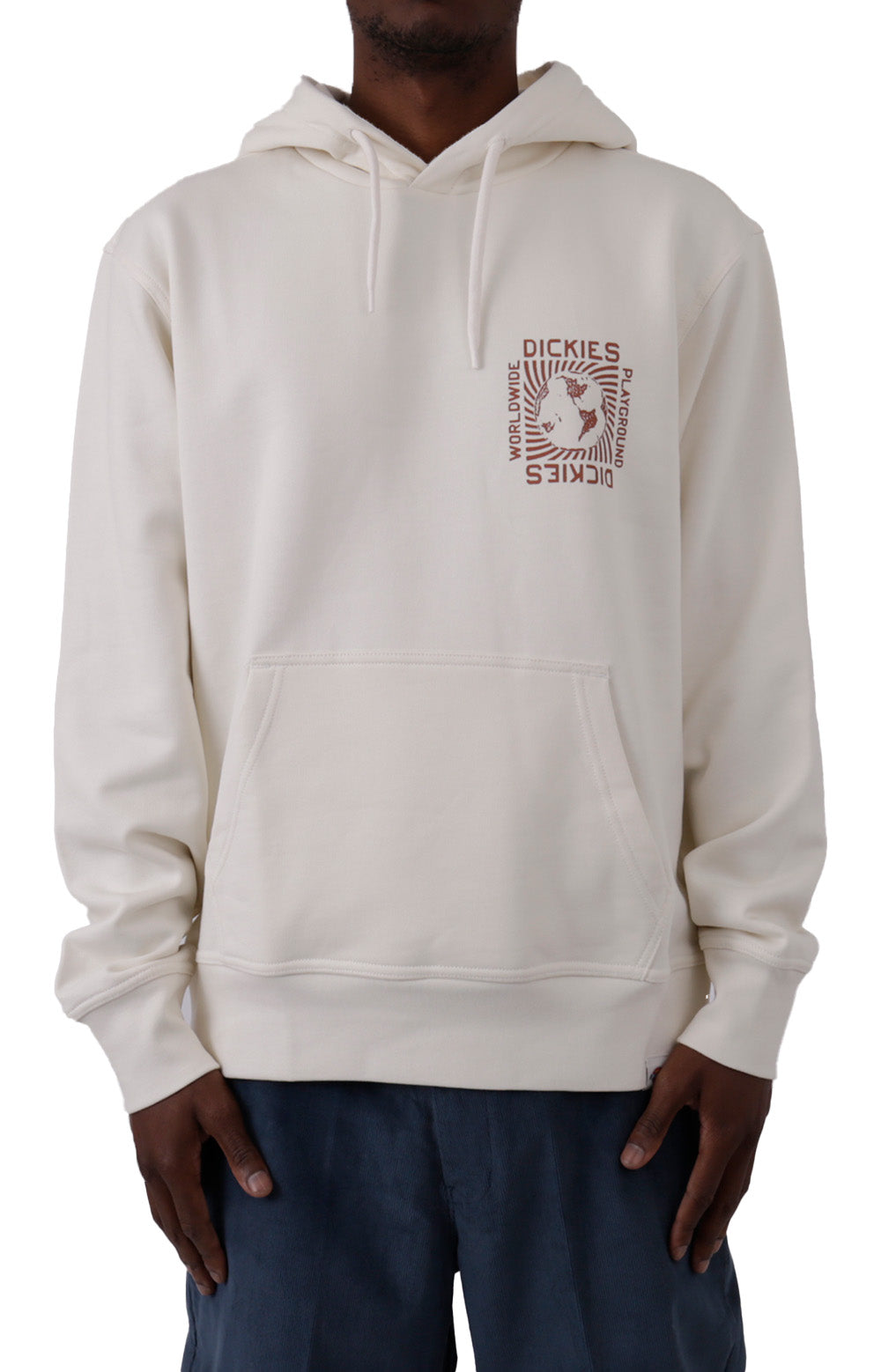 Close-up of the (TWR27WH) Marbury Pullover Hoodie in white, showcasing the comfortable fit and stylish design