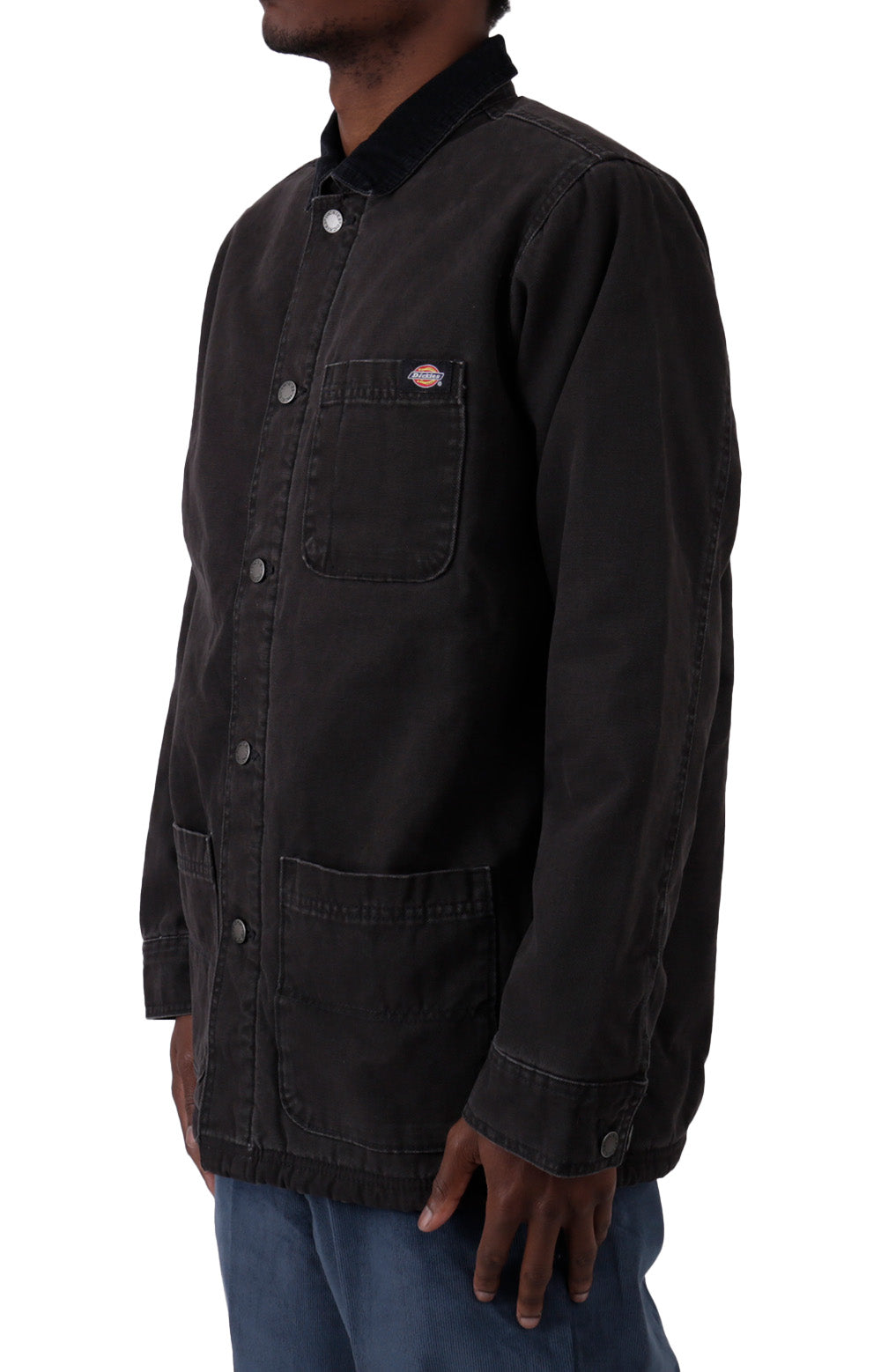  Heavy-duty stonewashed black chore coat with warm duck lining