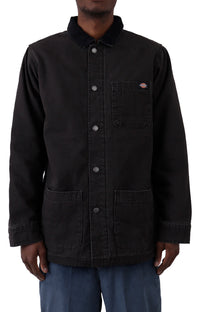 Thumbnail for (TCR04SBK) Stonewashed Duck Lined Chore Coat - Stonewashed Black 