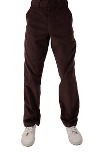 Thumbnail for Men's (WPR22CB) Flat Front Corduroy Pants in Chocolate Brown for versatile, stylish everyday wear