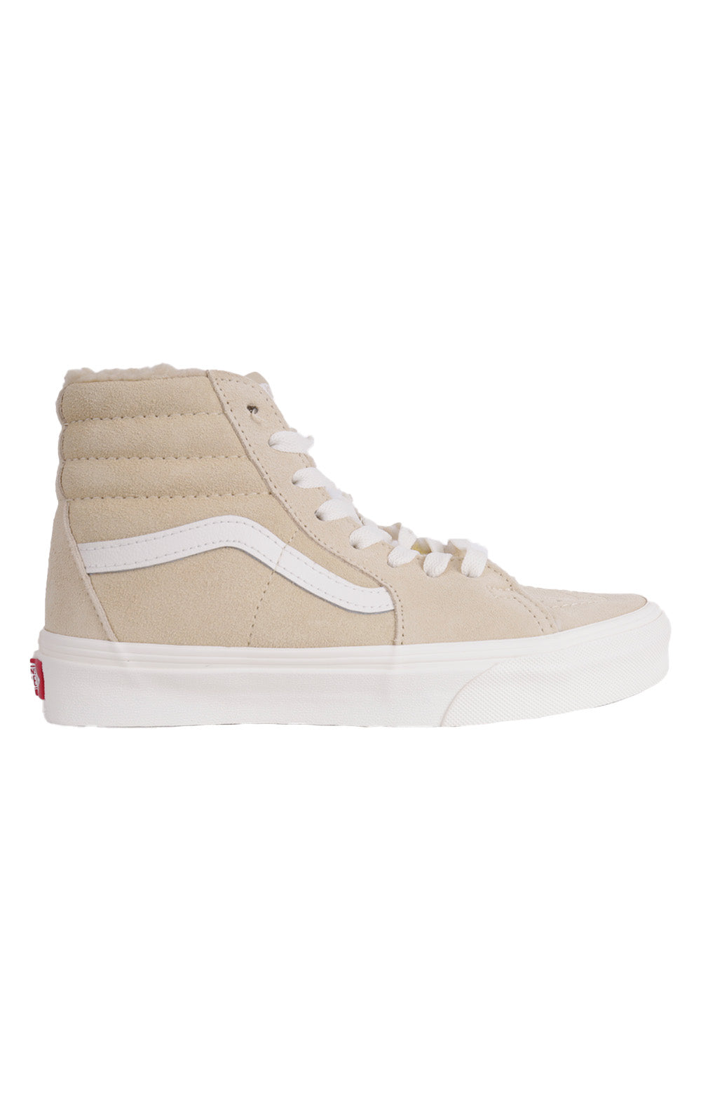 High-top Sk8-Hi Cozy Hug Shoes in the warm, neutral shade of Biscotti, perfect for stylish and comfortable everyday wear