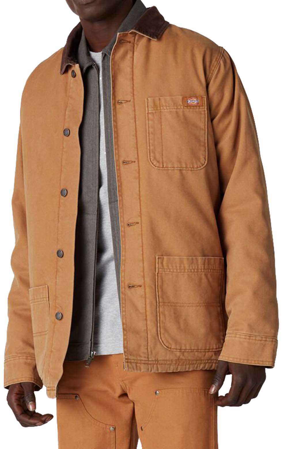 Stonewashed brown duck lined chore coat featuring TCR04SBD product code